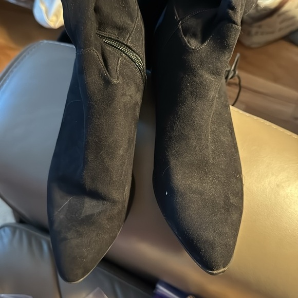 H&M black faux suede knee high back lace up detail soft boots Sz 40 US 8 1/2 - Picture 5 of 9